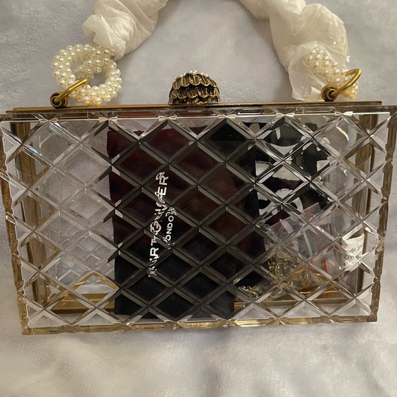 Kurt Geiger Clear Acrylic Clutch Bag with Pearl Handle - Picture 10 of 13